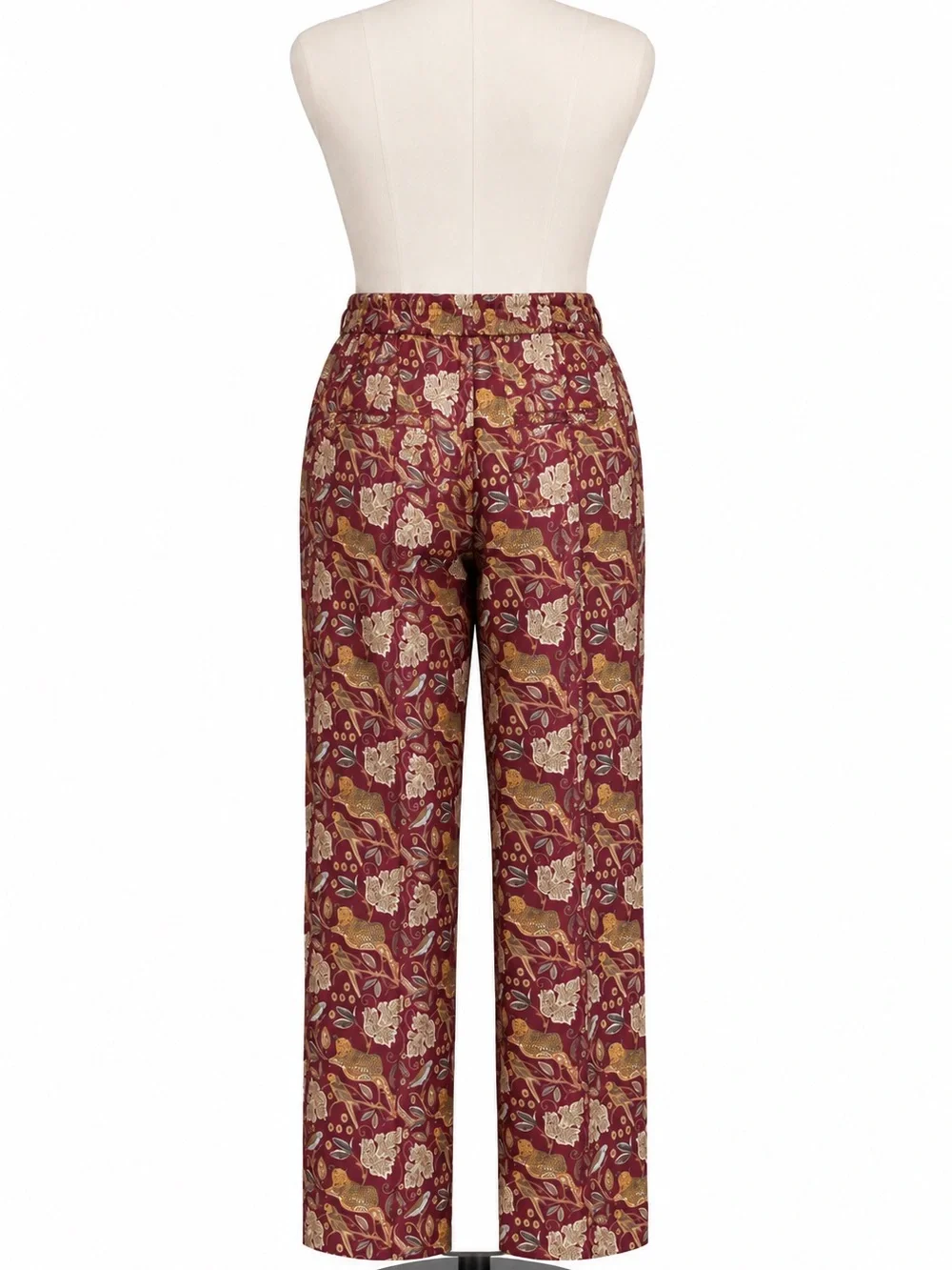 J.Crew Collection Silk Twill Pull-On Pants Jungle Cat Floral Burgundy Size 6 NWT